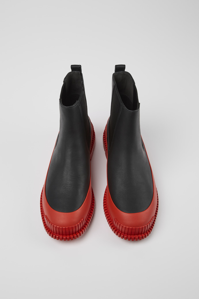 Camper Pix - Roter und schwarzer Chelseastiefel aus Leder für Damen