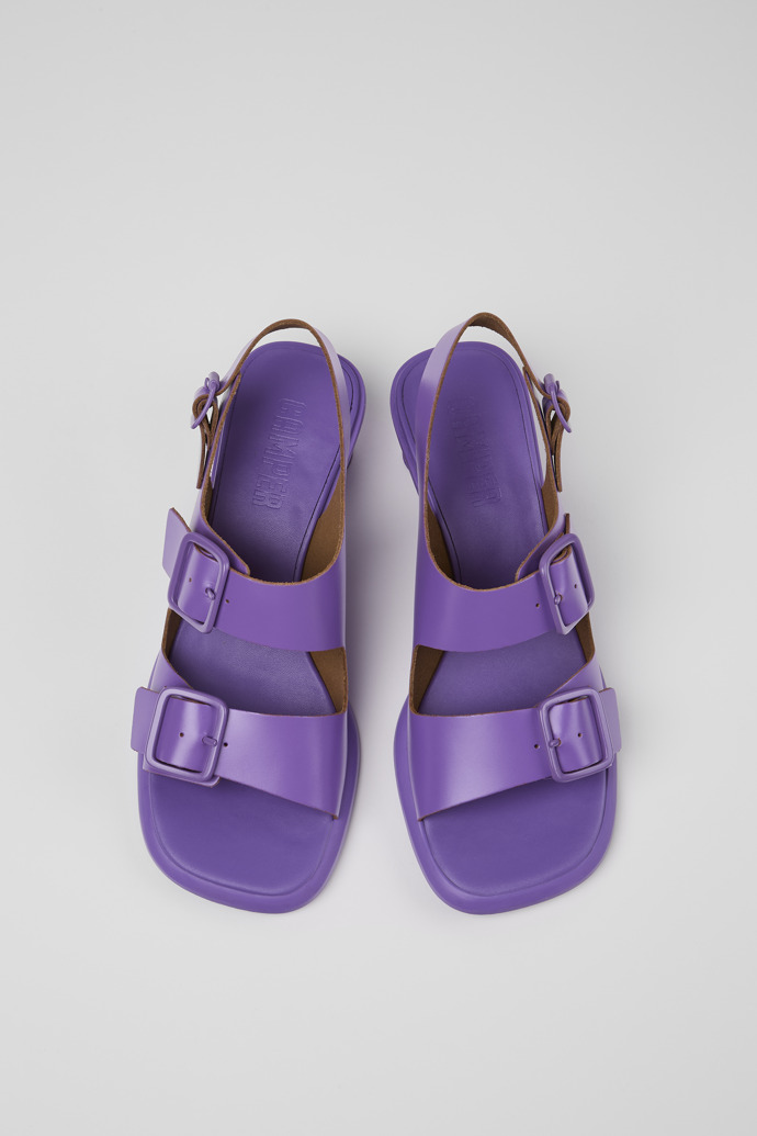 Camper Dina - Violette Damensandalen aus Leder mit Doppelriemen