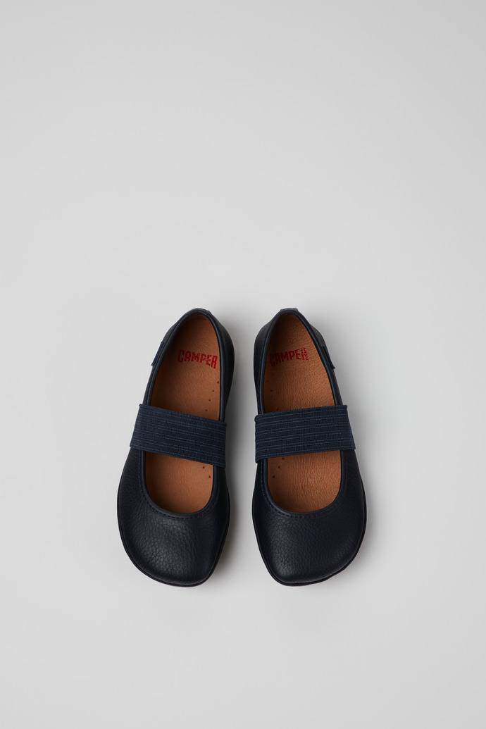 Camper Right - Blaue Lederballerinas für Kinder.