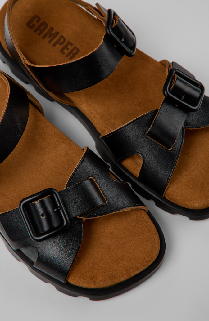 Camper Brutus Sandal - Schwarze Ledersandale für Damen.