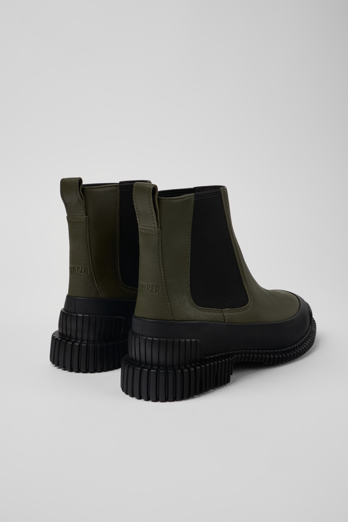 Camper Pix - Grüner und schwarzer Chelseastiefel aus Leder für Damen