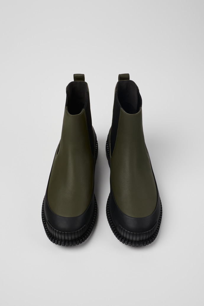 Camper Pix - Grüner und schwarzer Chelseastiefel aus Leder für Damen