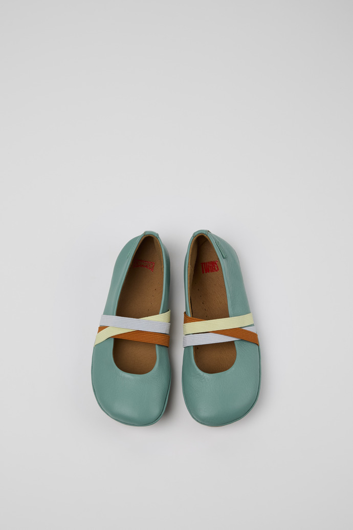 Camper Twins - Grüner Lederballerina für Kinder.