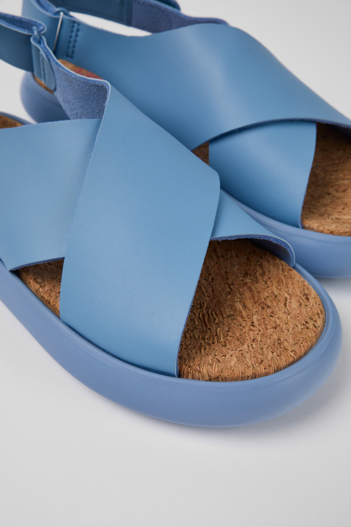 Camper Pelotas Flota - Blaue Damensandalen aus Leder mit Kreuzriemen