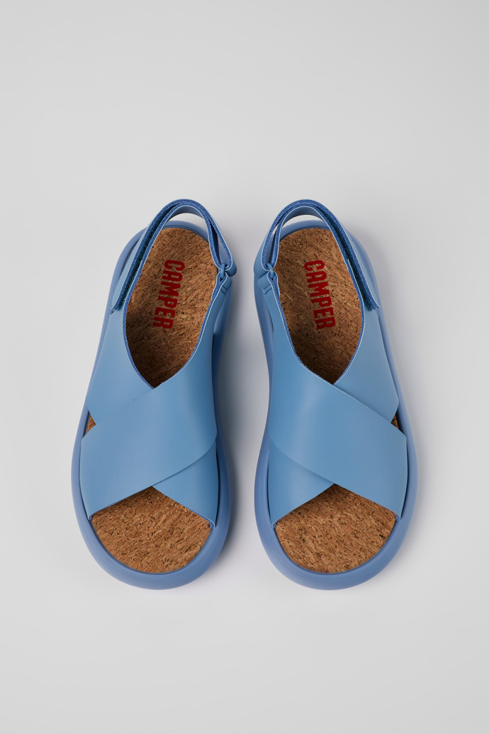 Camper Pelotas Flota - Blaue Damensandalen aus Leder mit Kreuzriemen