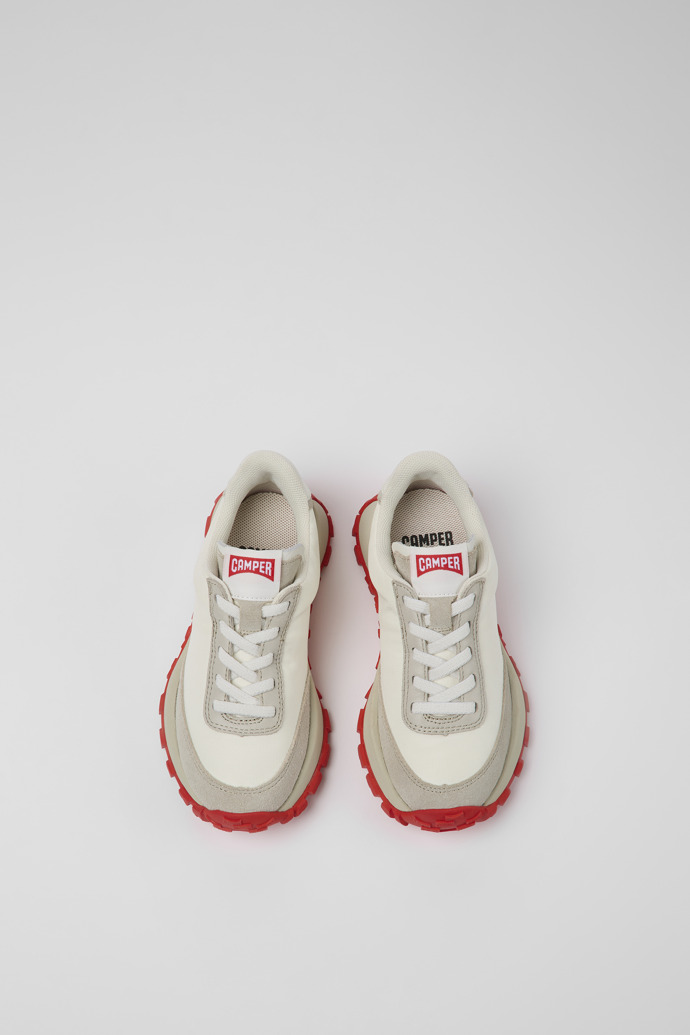 Camper Drift Trail - Weißer Kindersneaker aus Leder und Textil
