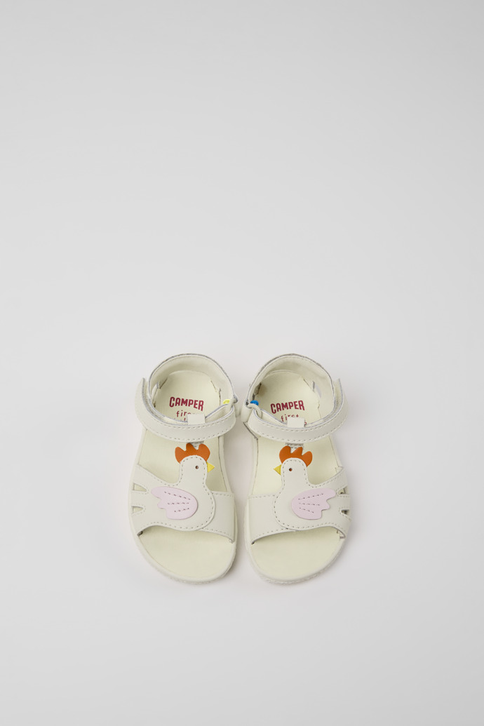 Camper Miko - Sandale aus Leder in Weiß mit Rosa und Gelb