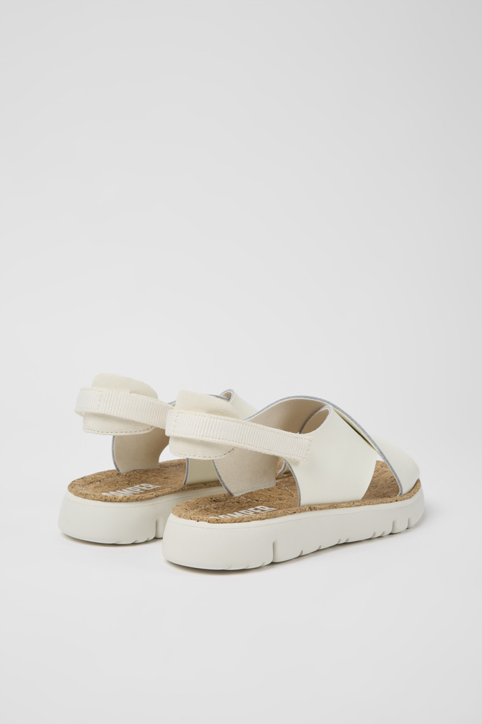 Camper Oruga - Weiße Damensandale aus Leder und Textil