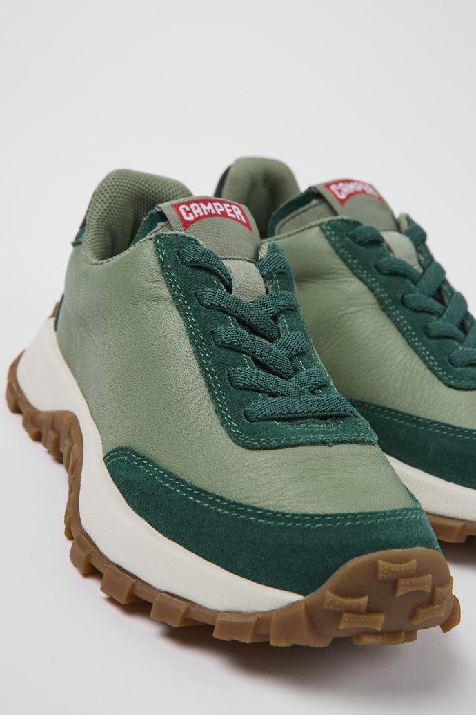 Camper Drift Trail - Grüner Kindersneaker aus Leder und Nubukleder