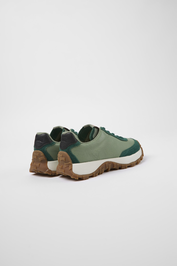 Camper Drift Trail - Grüner Kindersneaker aus Leder und Nubukleder