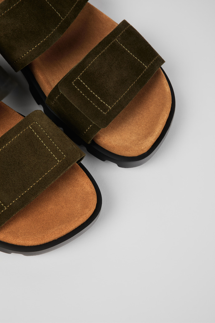 Camper Brutus Sandal - Grüne Herrensandalen aus Nubukleder mit Doppelriemen