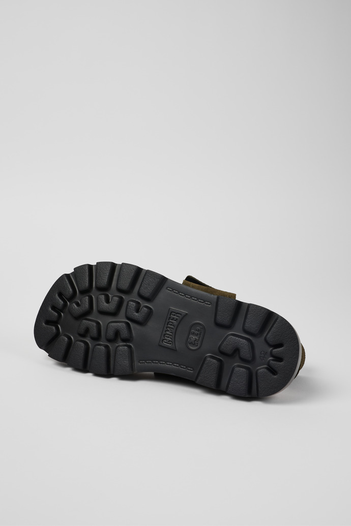 Camper Brutus Sandal - Grüne Herrensandalen aus Nubukleder mit Doppelriemen