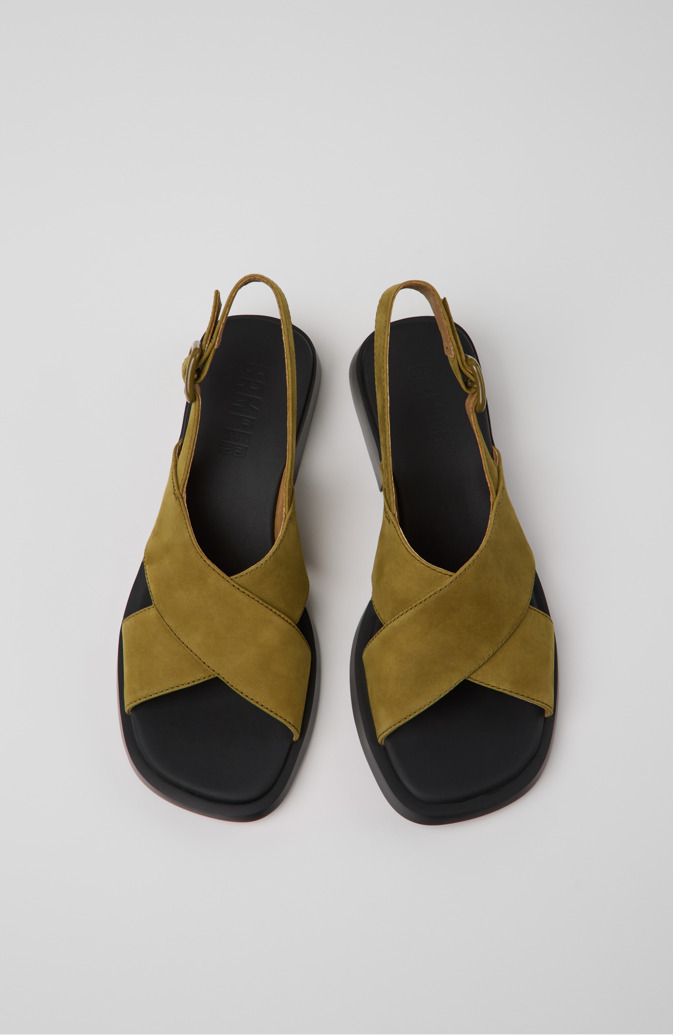 Camper Dana - Grüne Sandalen aus Nubukleder für Damen.