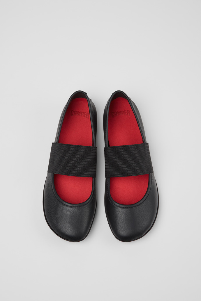 Camper Right Nina - Schwarzer Lederballerina für Damen.