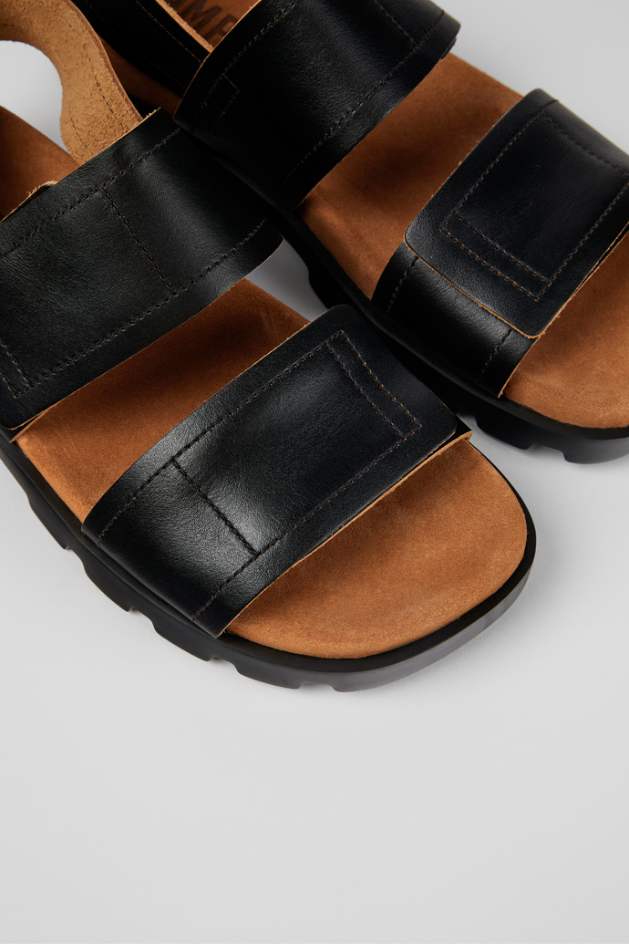 Camper Brutus Sandal - Schwarze Herrensandalen aus Leder mit Doppelriemen