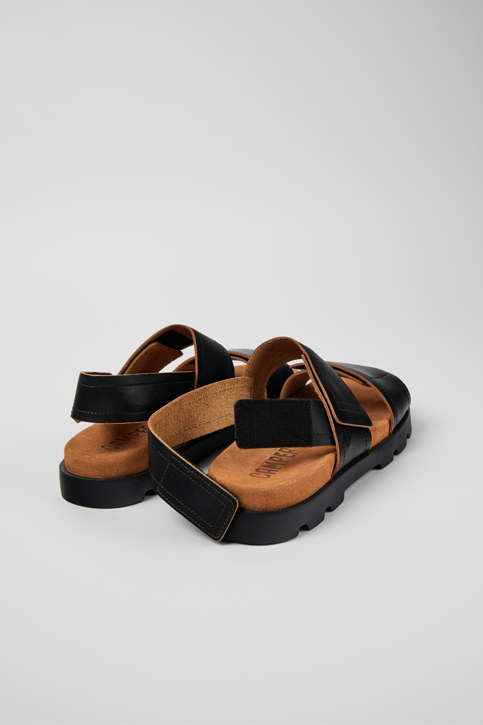 Camper Brutus Sandal - Schwarze Herrensandalen aus Leder mit Doppelriemen