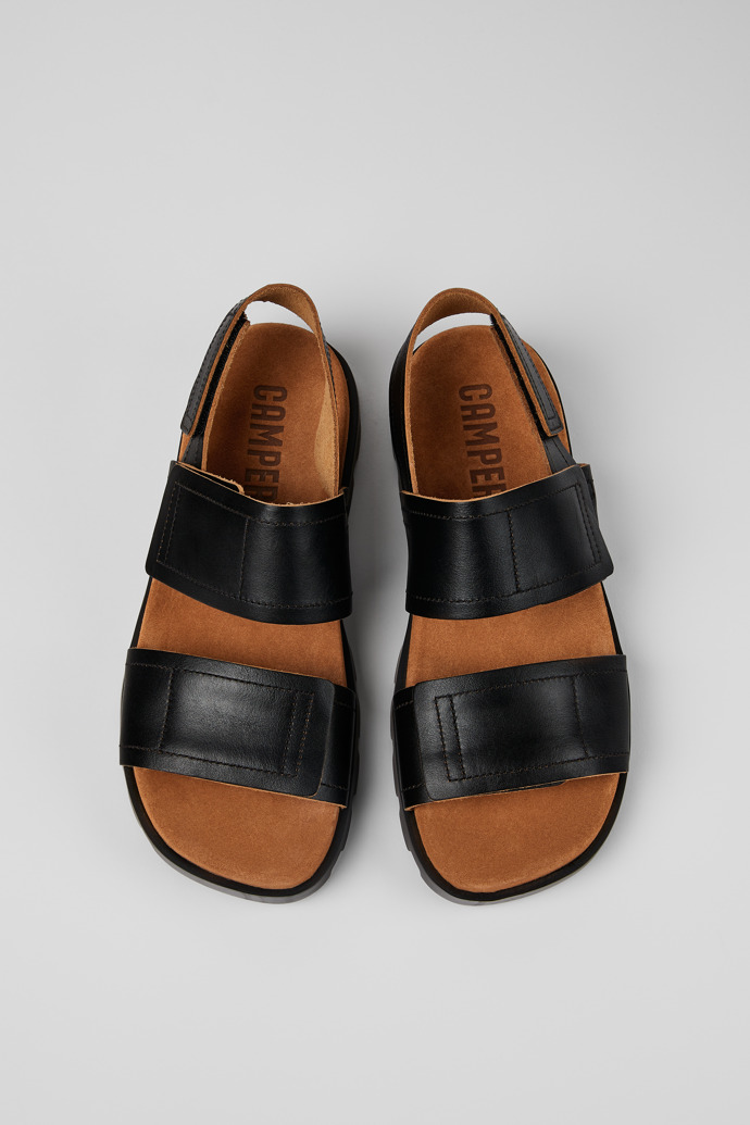 Camper Brutus Sandal - Schwarze Herrensandalen aus Leder mit Doppelriemen