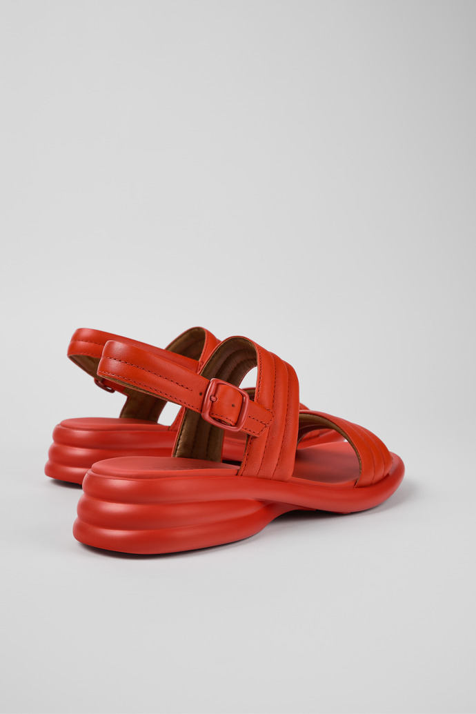 Camper Spiro - Rote Damensandalen aus Leder mit Doppelriemen