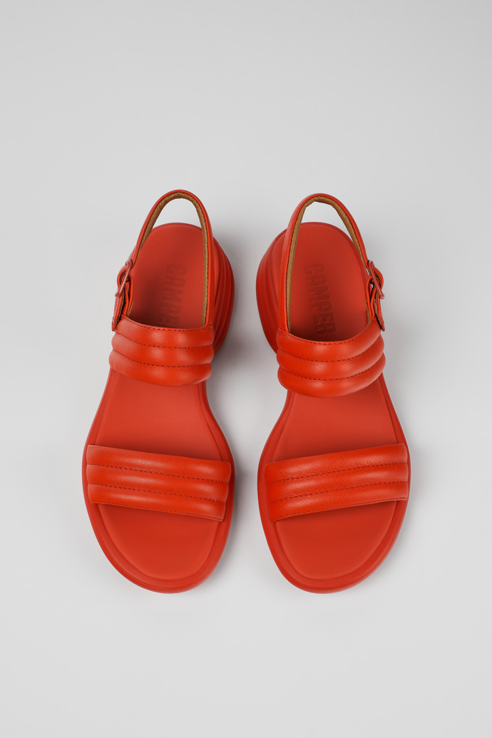 Camper Spiro - Rote Damensandalen aus Leder mit Doppelriemen