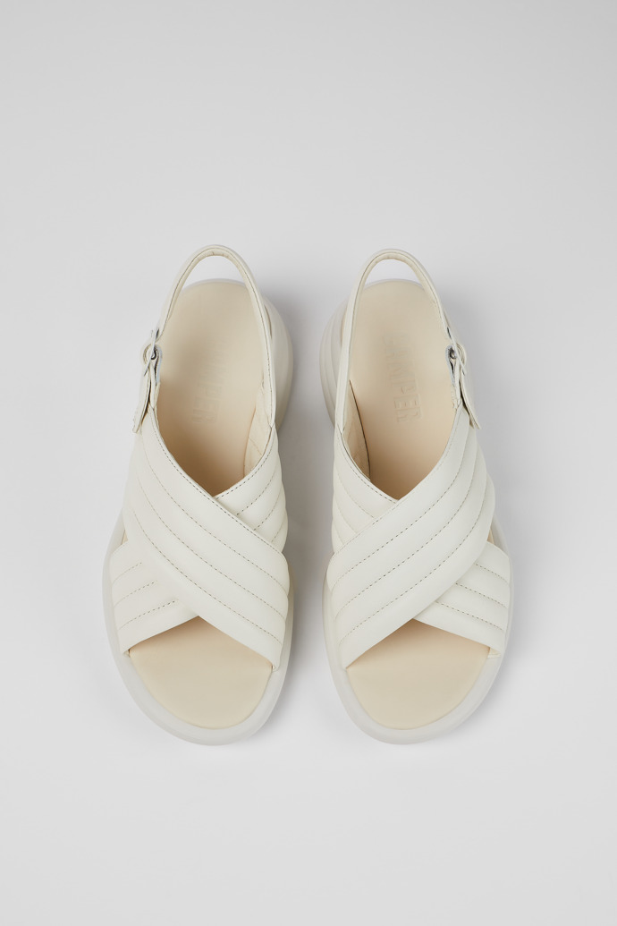 Camper Spiro - Weiße Damensandalen aus Leder mit Kreuzriemen