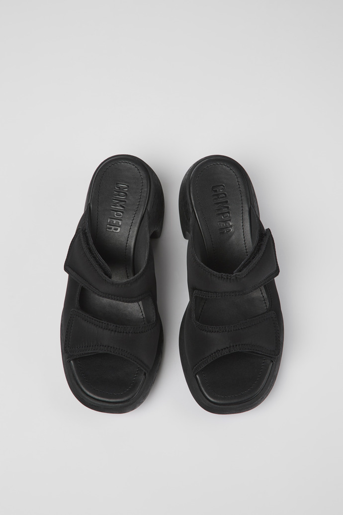 Camper Thelma - Schwarze Damensandalen aus Textil mit Doppelriemen