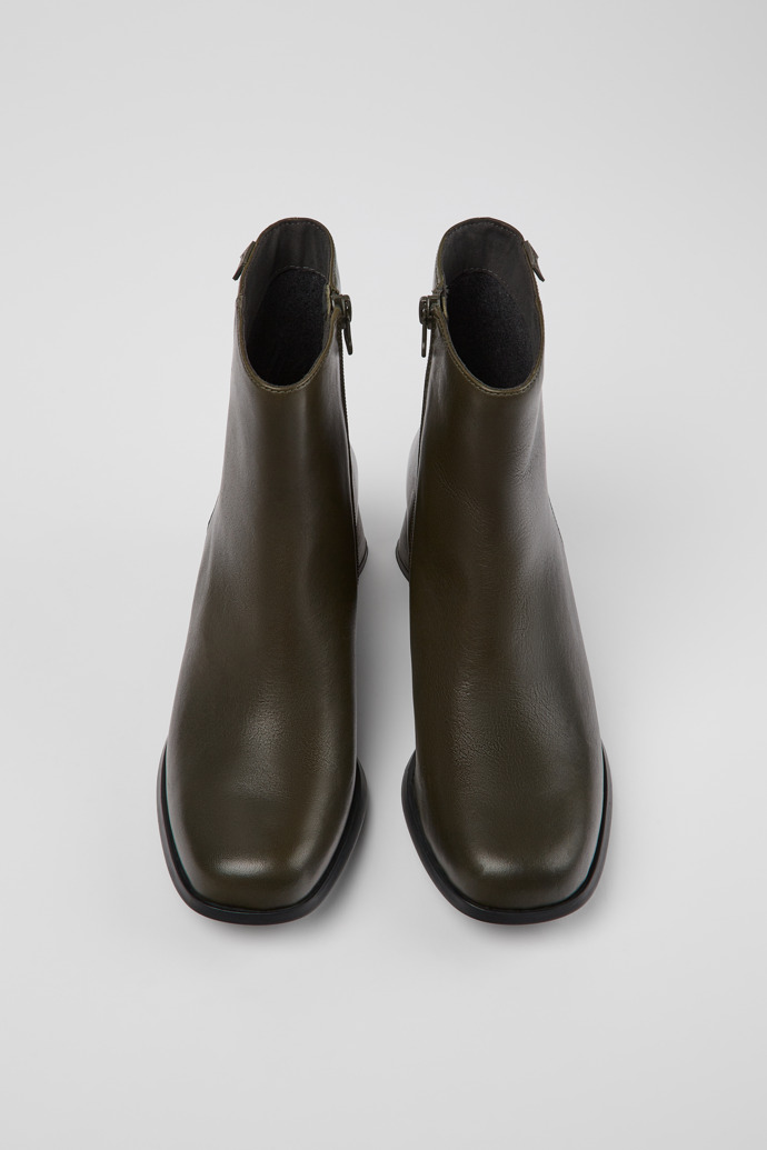 Camper Kiara - Grüner Damenstiefel aus Leder und Recycling-PET
