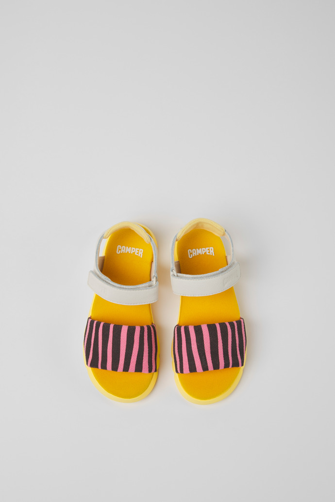 Camper Oruga - Mehrfarbige Kindersandale aus Leder und Textil