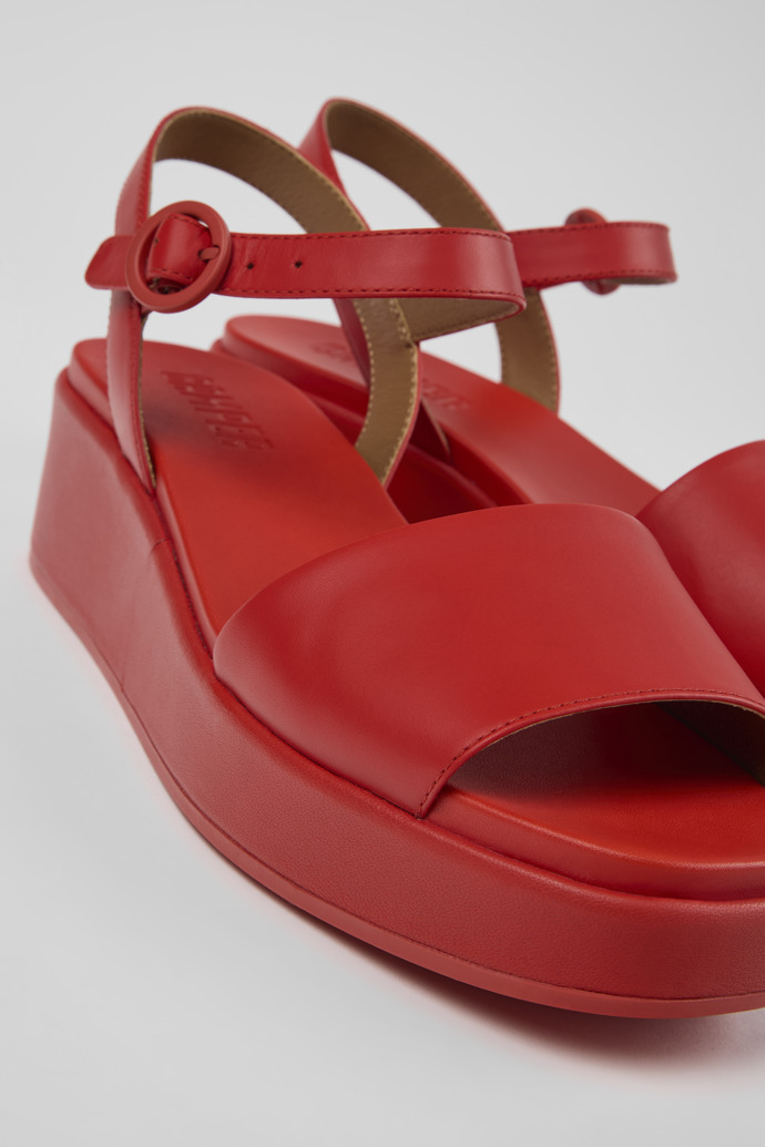 Camper Misia - Rote Damensandalen aus Leder mit Doppelriemen