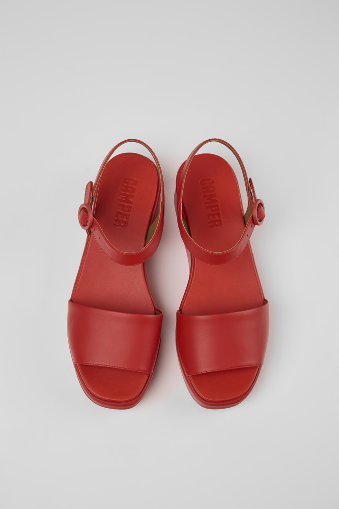Camper Misia - Rote Damensandalen aus Leder mit Doppelriemen