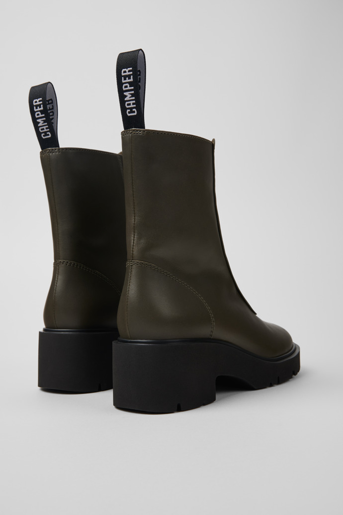 Camper Milah - Grüner Damenstiefel aus Leder mit Reißverschluss