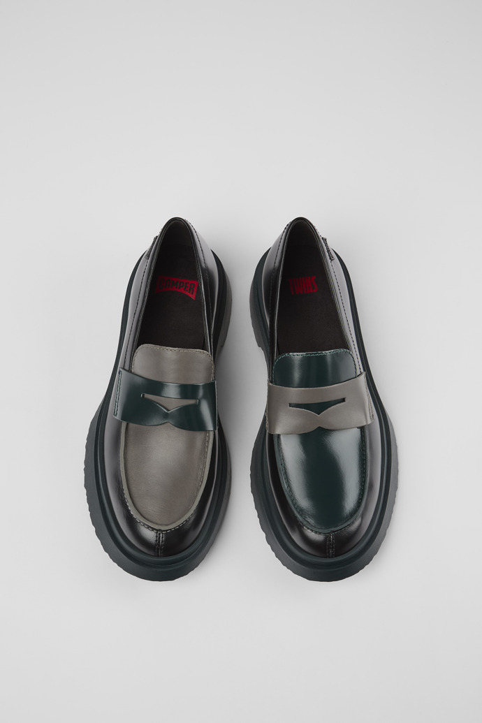 Camper Twins - Schwarzer und grauer Damenloafer aus Leder