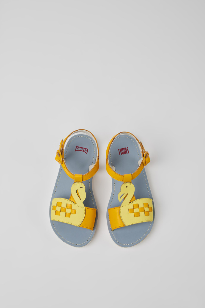 Camper Twins - Gelb-orange Kindersandale aus Leder