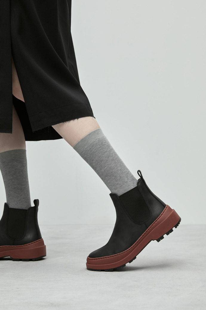 Camper Brutus Trek MICHELIN - Schwarze Damenstiefelette aus Nubukleder