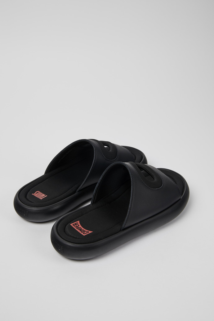 Camper Twins - Schwarze Damenpantoletten aus Leder/Textil