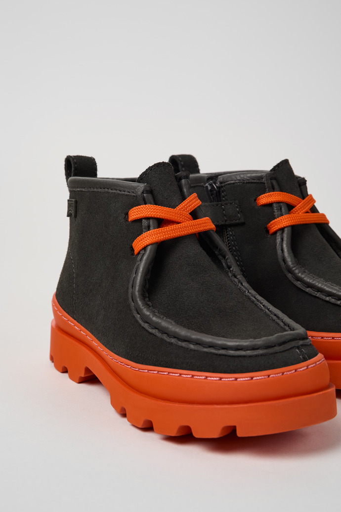 Camper Brutus - Graue Stiefeletten aus Leder und Nubukleder für Kinder