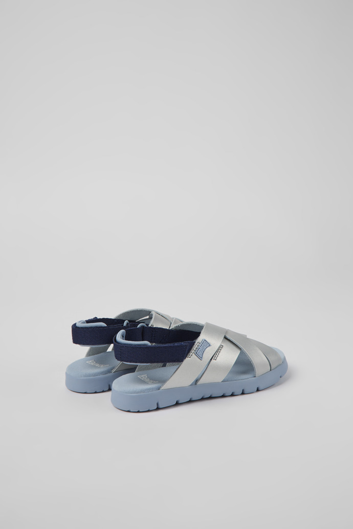Camper Oruga - Graue Kindersandale aus Leder und Textil