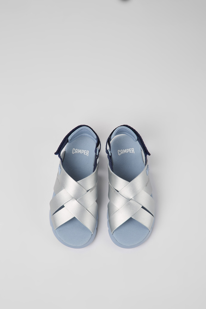 Camper Oruga - Graue Kindersandale aus Leder und Textil