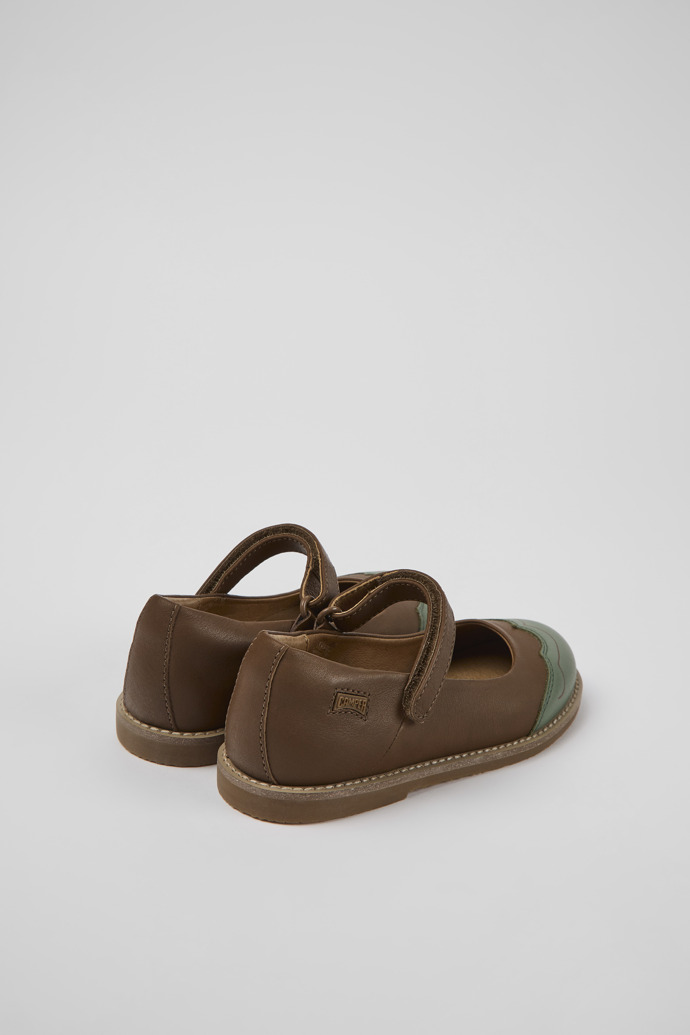Camper Twins - Braun-grüner Kinderballerina aus Leder