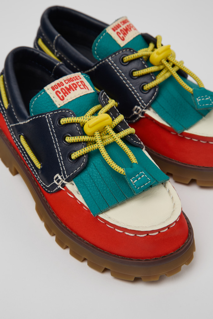 Camper Bobo Choses x Camper - Mehrfarbige Kindermokassins aus Leder und Nubukleder.