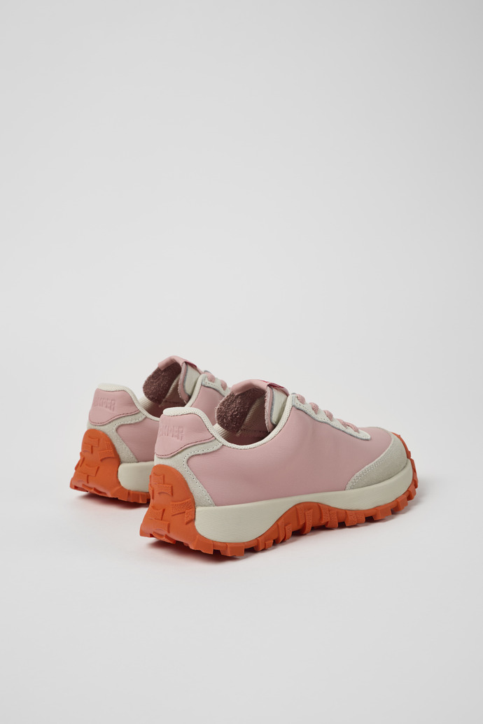 Camper Drift Trail - Rosa-graue Kindersneaker aus Leder und Nubukleder