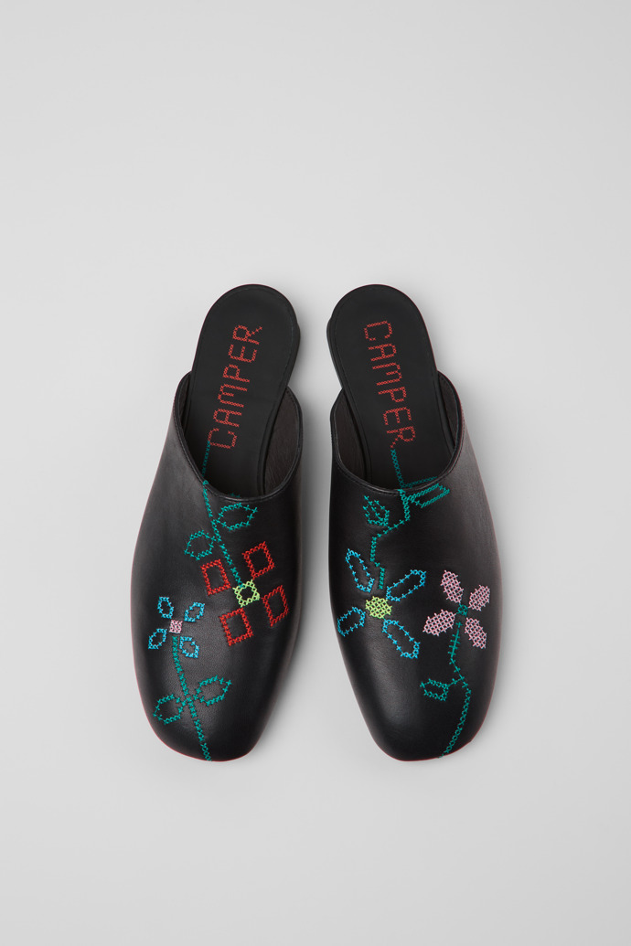 Camper Twins - Schwarzer Damensandalette aus Leder.