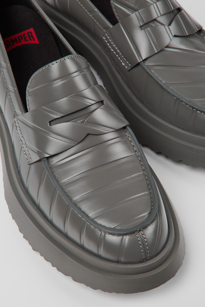 Camper Twins - Grauer Damenloafer aus Leder
