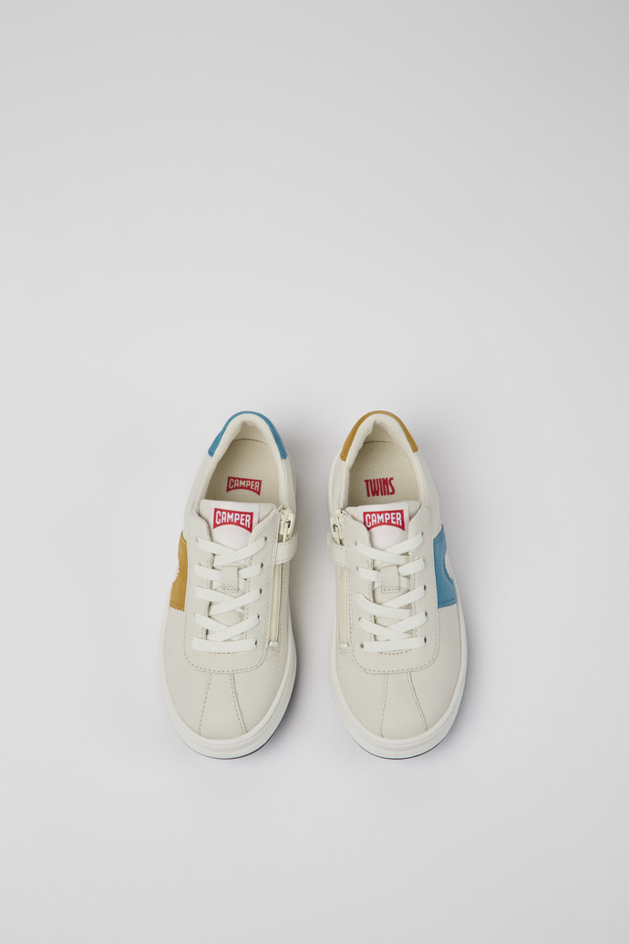 Camper Twins - Weißer Kindersneaker aus Leder und Nubukleder