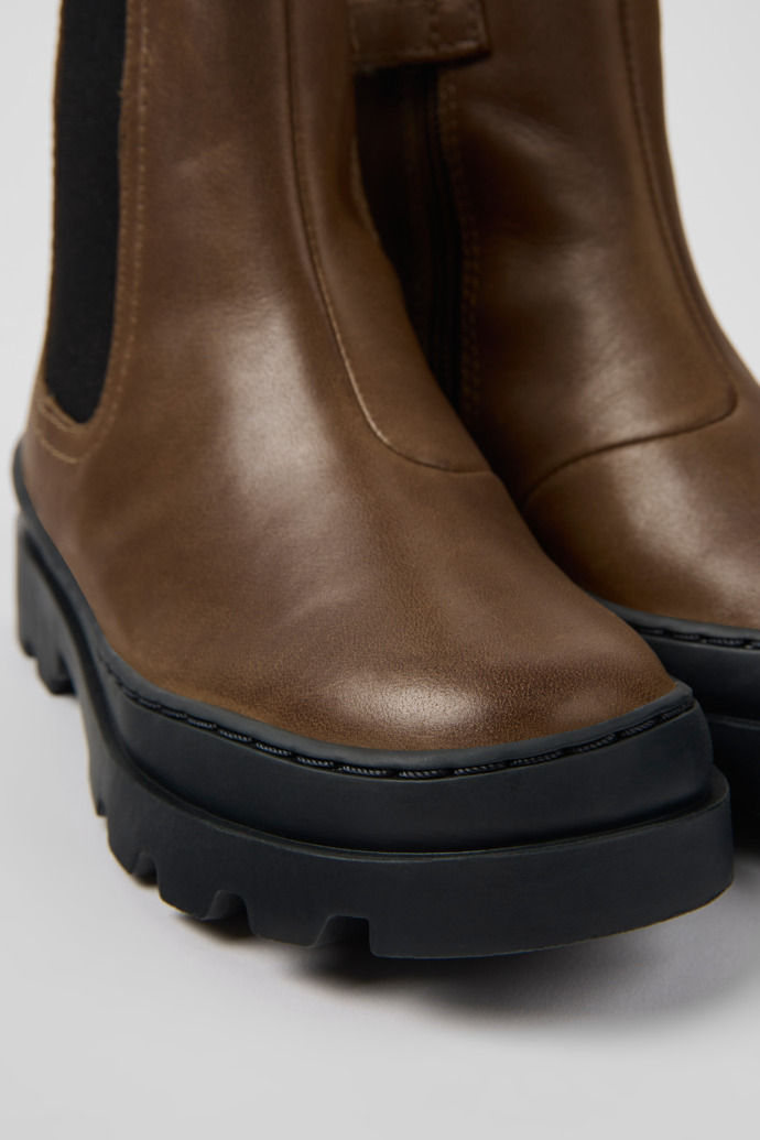 Camper Brutus - Brauner Kinder-Chelseastiefel aus Leder