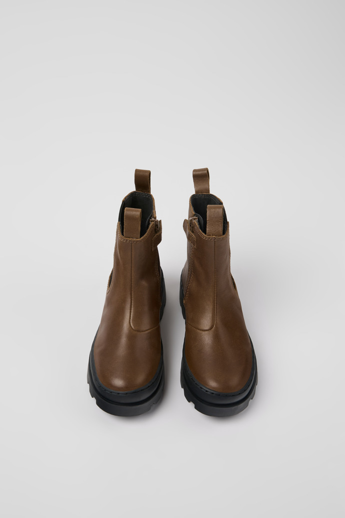 Camper Brutus - Brauner Kinder-Chelseastiefel aus Leder