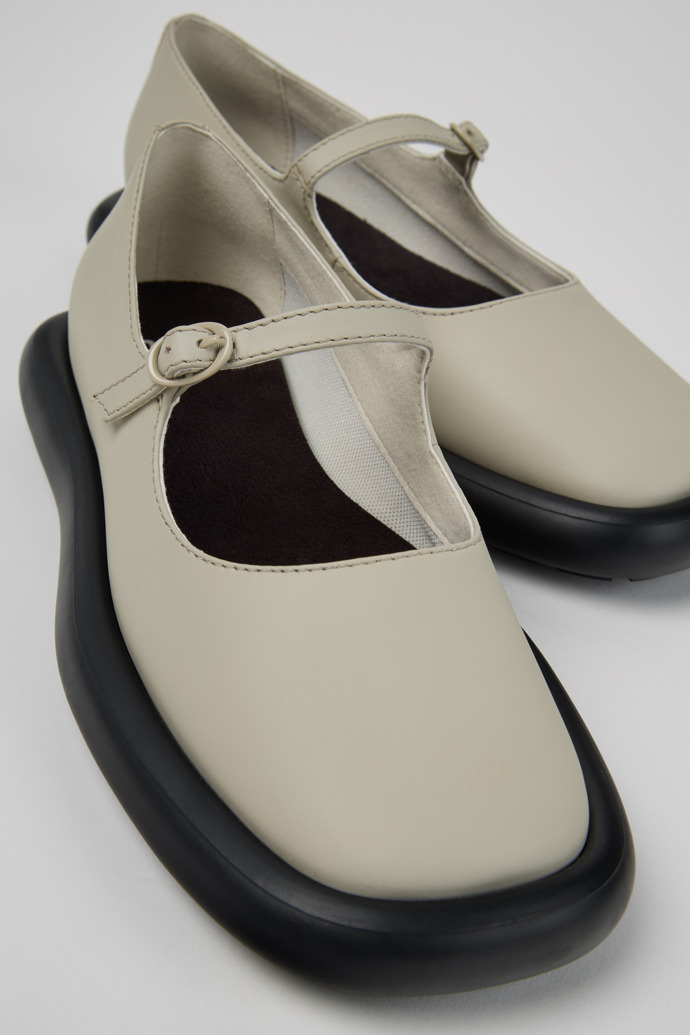 Camper Onda - Graue Lederballerinas für Damen.