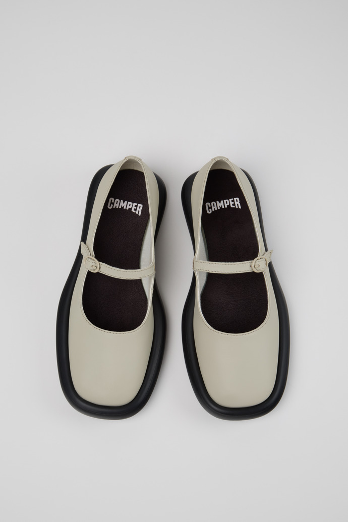Camper Onda - Graue Lederballerinas für Damen.