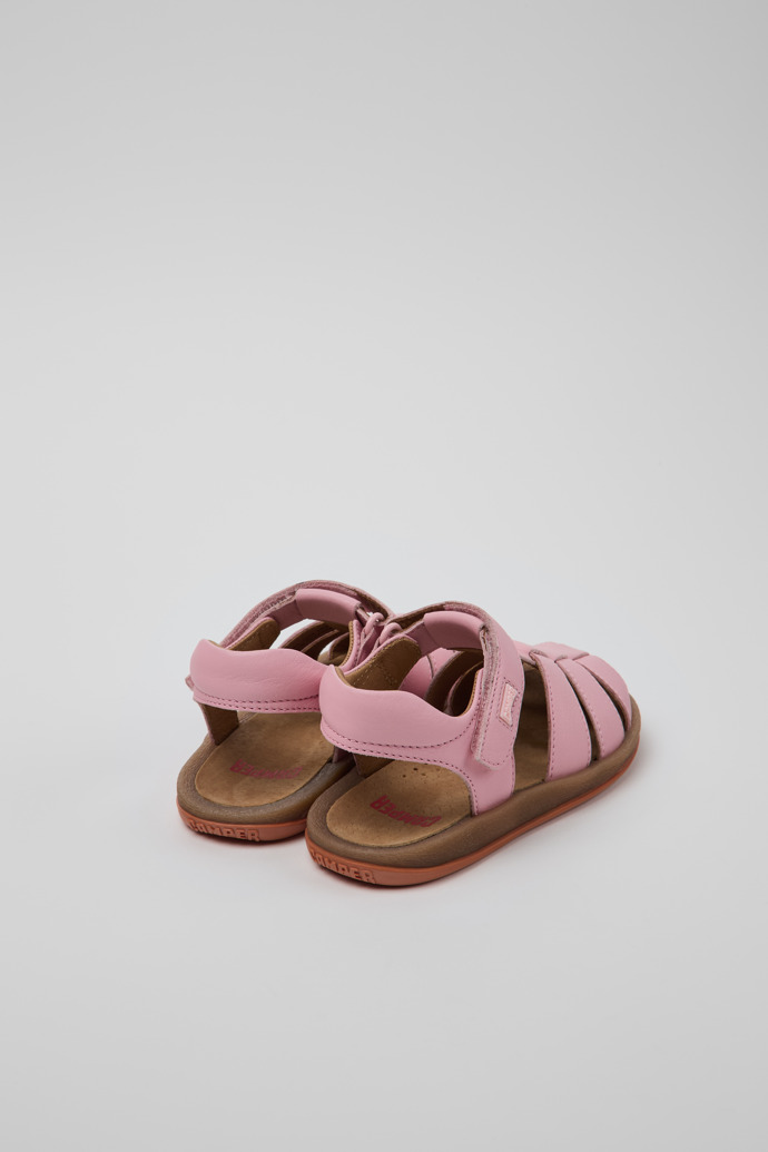 Camper Bicho - Rosa geschlossene Kindersandale aus Leder.