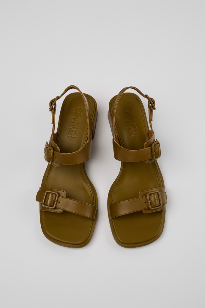 Camper Kora Sandal - Grüne Ledersandalen für Damen.