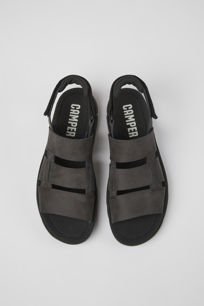Camper Oruga - Braune Herrensandale aus Leder und Textil